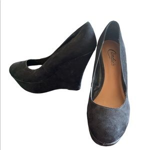 Candie’s Black Wedge Close Toed Shoes.